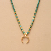 Horn Evil Eye Heart Pendant Glass Seed Beads Short Choker Necklaces