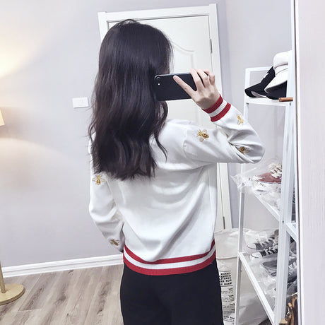 Preppy Bee Embroidered Cardigan