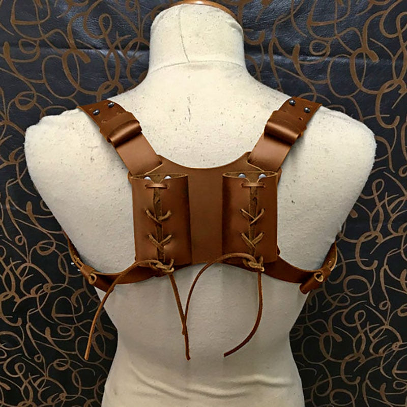 Dual Scabbard Longsword Leather Holder Medieval Vertical Double Back Sword Sheath Katana Ninja Samurai Larp Props Costume