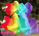1Pair 100% Real Silk Dance Fan Gradient Stage Dance Silk Fans