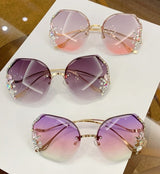 Rimless Large Diamond Studded Sunglasses