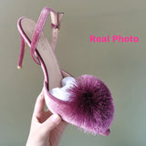 Pom Pom Slingback Stiletto Shoes