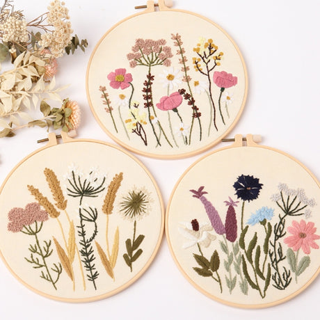 Meadow Flowers Embroidery Starter Kit With Pattern and Instructions and Hoop