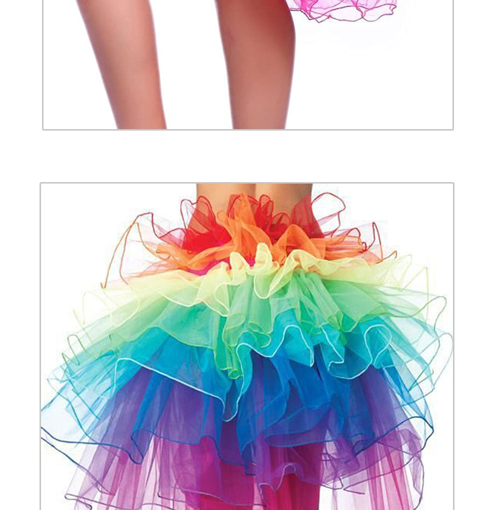 Layered Rainbow Bustle Skirt