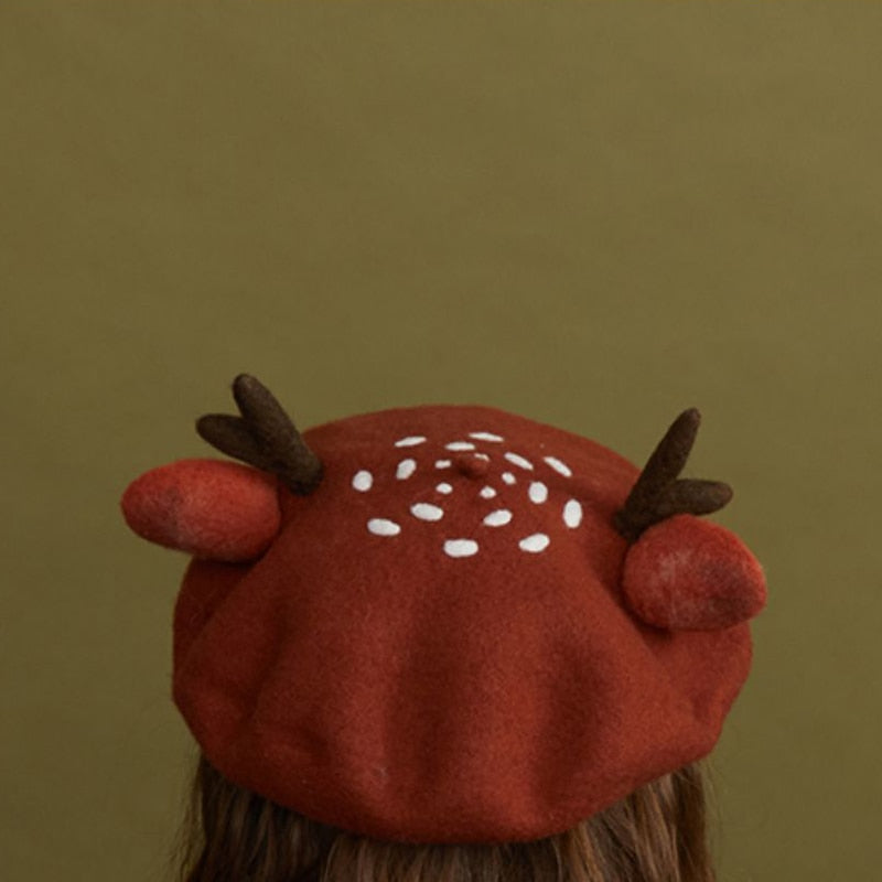 Forest Elk Berets Handmade Wool Felt Fawn Ears