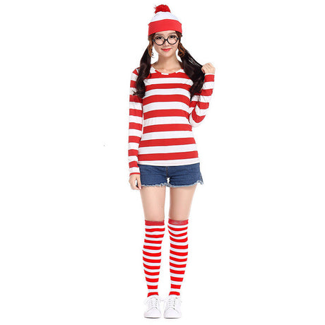 Where's Wally Costume Book Week Outfit Stripe Shirt Hat Glasses