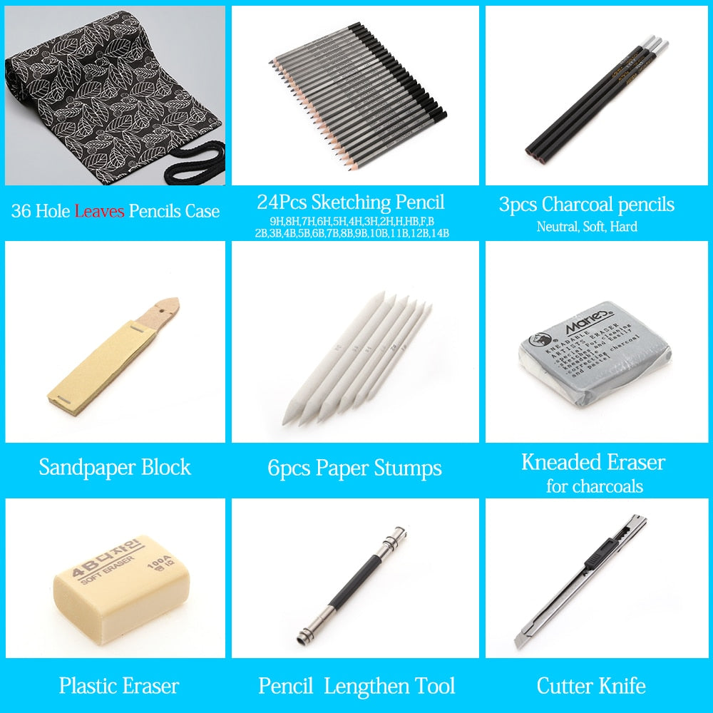 27/39pcs Professional Sketch Tool and Pencil Kits