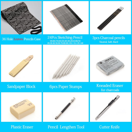 27/39pcs Professional Sketch Tool and Pencil Kits
