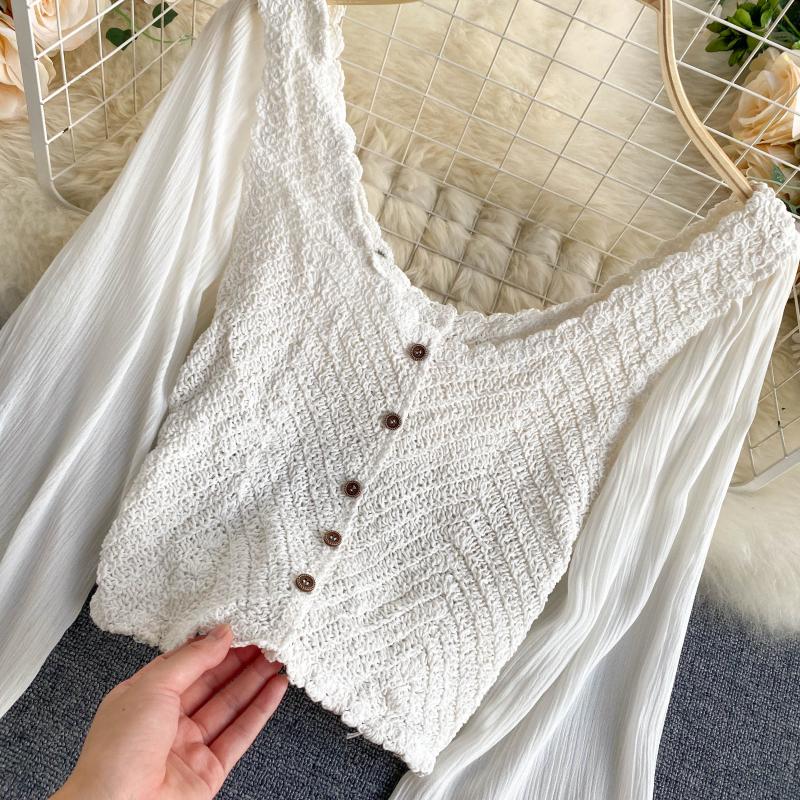 Not Ya Nana's Chiffon Sleeve Crochet Cotton Boho Blouse