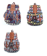 Boho Backpack Canvas Rucksack Faux Leather