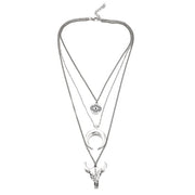 Evil Eye Moon Bull Head Multi Layer Necklace