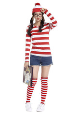Where's Wally Costume Book Week Outfit Stripe Shirt Hat Glasses