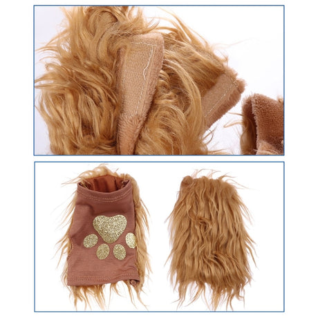 Lion Plush Ears Headband Tail and Paws Set Halloween Costume for Adults and Kids