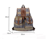 Boho Backpack Canvas Rucksack Faux Leather