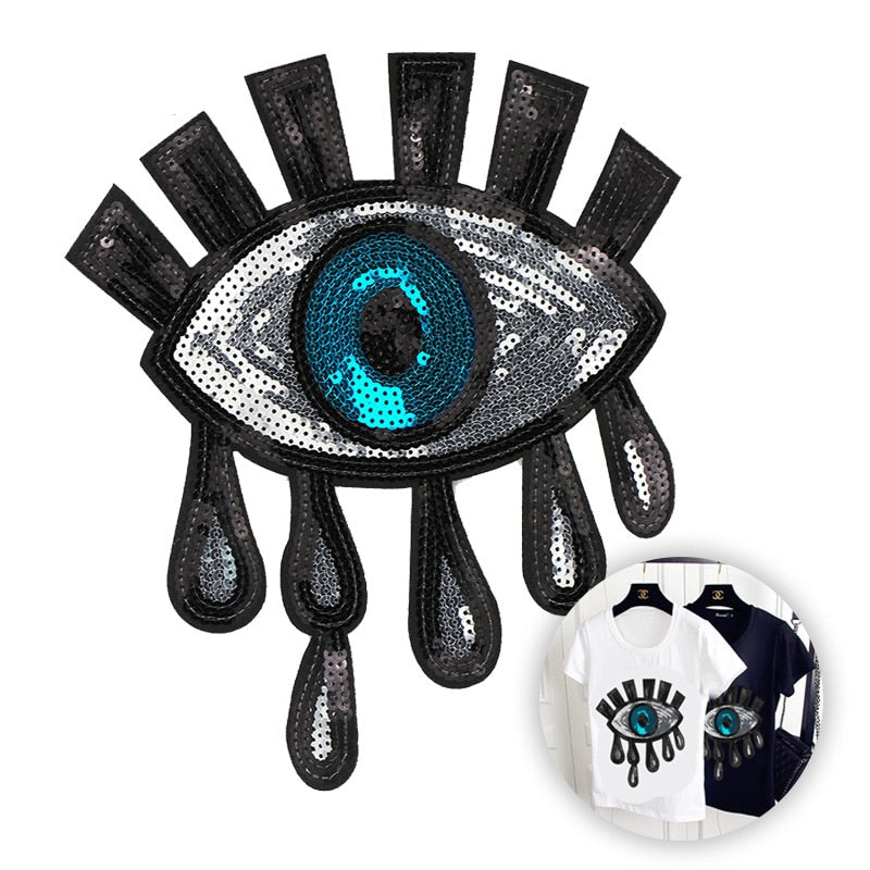 Evil Eye Iron On Sequin Patches