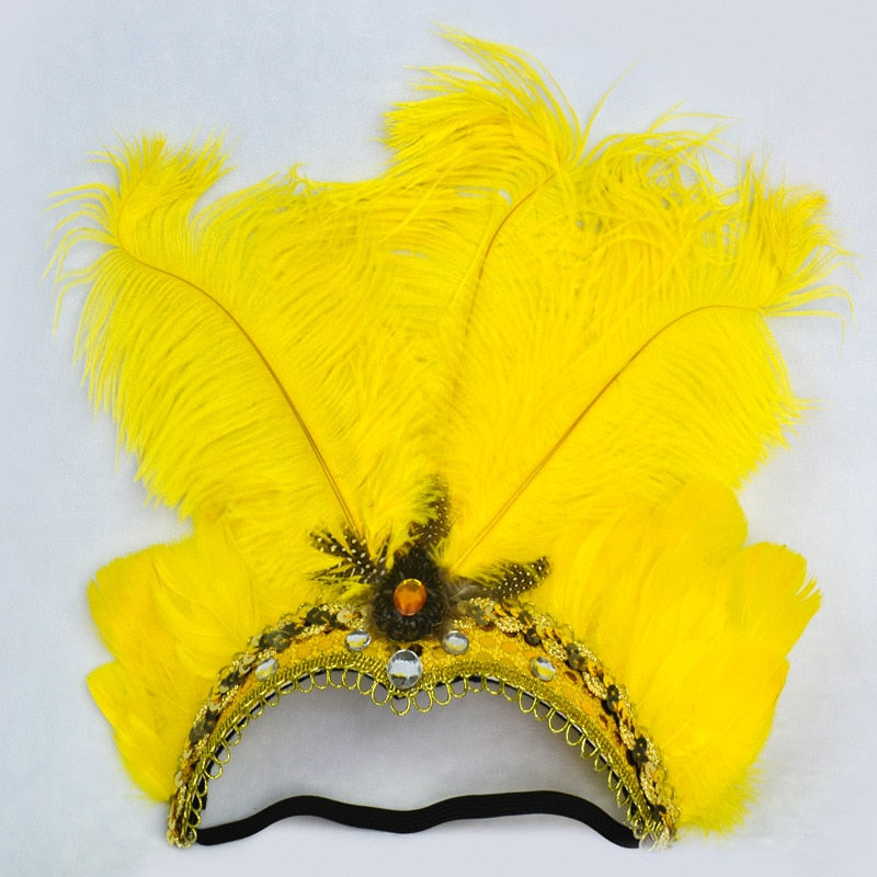 LED Light Carnival Feather Headband Mardi Gras Costume