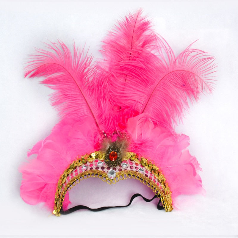 LED Light Carnival Feather Headband Mardi Gras Costume