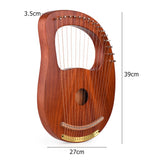 16-String Wooden Lyre Harp with Carry Bag, Tuning Wrench, Music Book