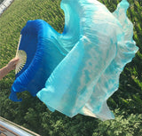 1Pair 100% Real Silk Dance Fan Gradient Stage Dance Silk Fans