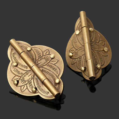 2Pcs Brass Hinges Cabinet Cupboard Door Treasure Box Decorative Hinges