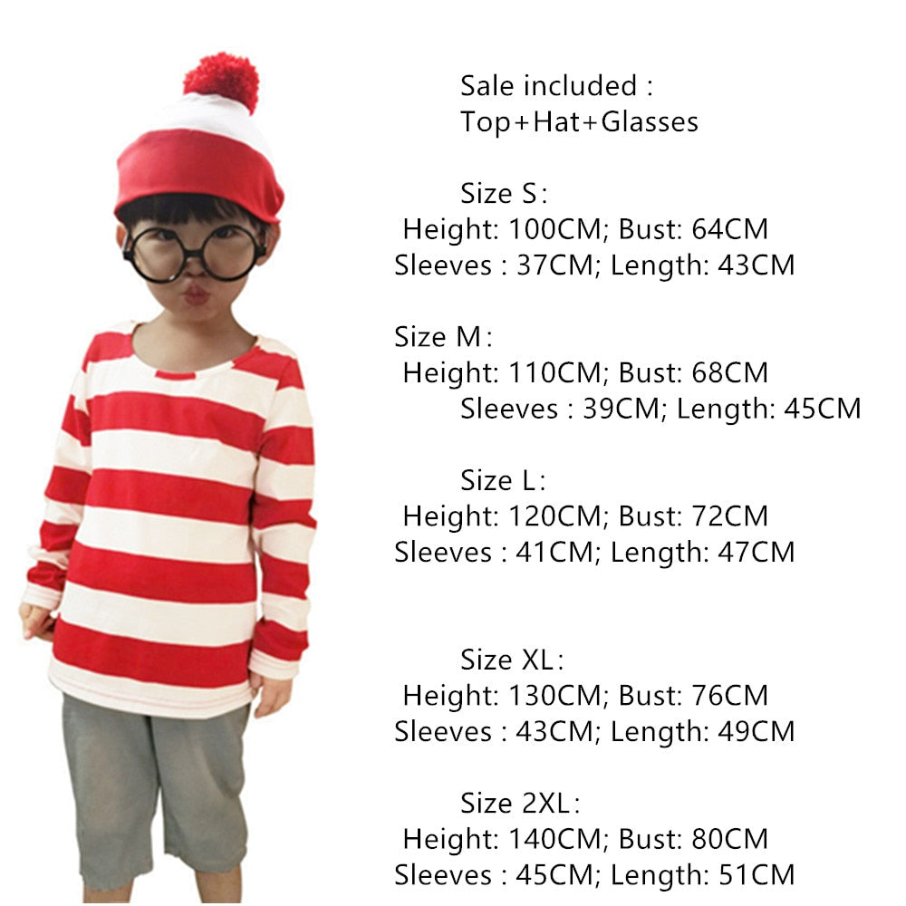 Where's Wally Costume Book Week Outfit Stripe Shirt Hat Glasses