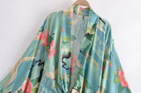 Boho Vintage Floral Print Short Kimono Wrap Tops