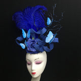 Ostrich Feather Show Girl Headdress Butterfly Tassel Fascinator