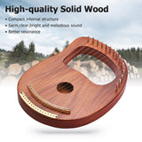 16-String Wooden Lyre Harp with Carry Bag, Tuning Wrench, Music Book