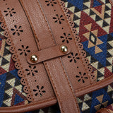 Boho Backpack Canvas Rucksack Faux Leather