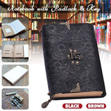Lock and Key Embossed Pattern Faux Leather Notebook