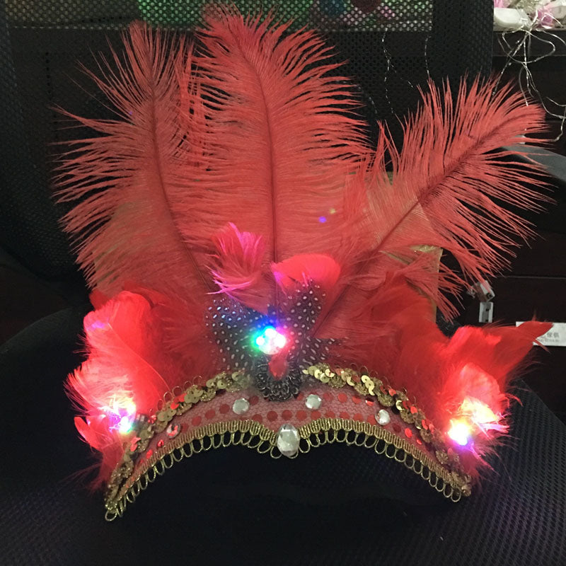 LED Light Carnival Feather Headband Mardi Gras Costume
