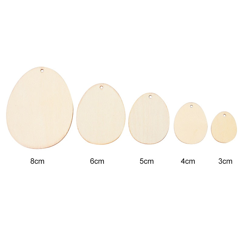 10/25/50pcs Easter Eggs DIY Wooden Craft Hanging Ornament Easter Decorations
