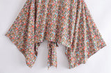 Boho Vintage Floral Print Short Kimono Wrap Tops