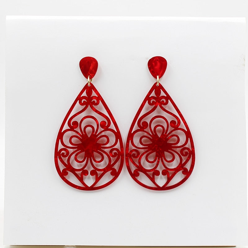 Brincos Flamencos Acetic Acid Plate Colourful Teardrop Earrings
