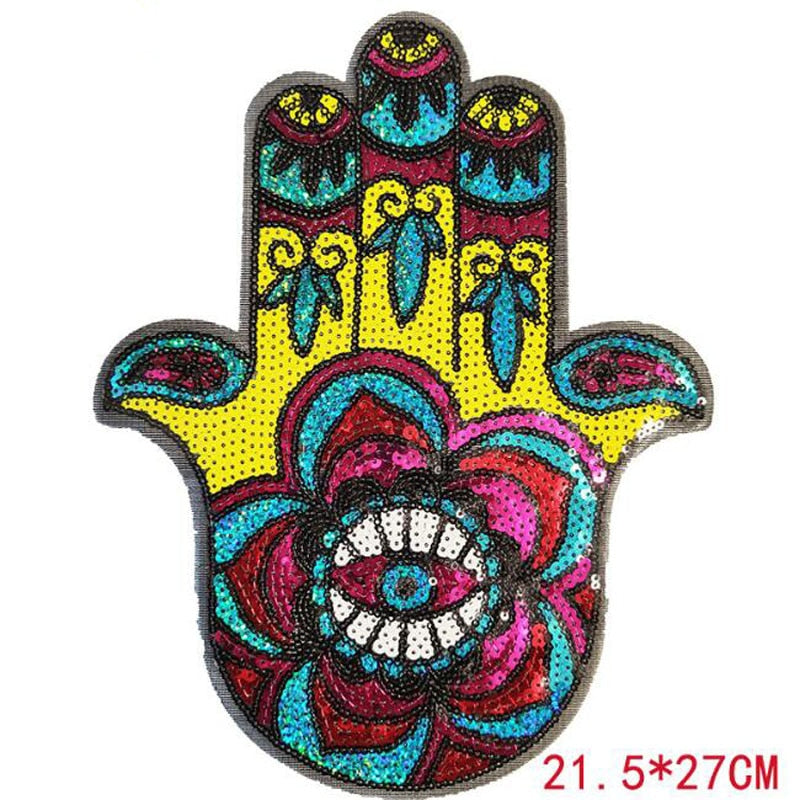 Evil Eye Iron On Sequin Patches