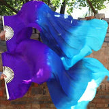 1Pair 100% Real Silk Dance Fan Gradient Stage Dance Silk Fans