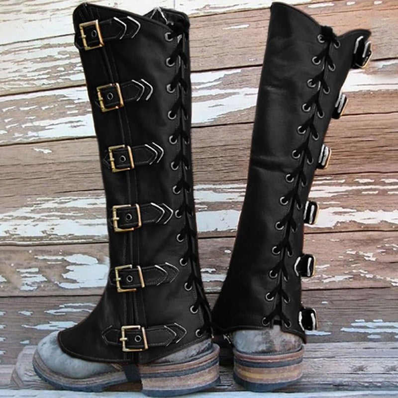 Medieval Armour Half Chaps Lace Up Buckle Shoes Boots Covers Men Women LARP