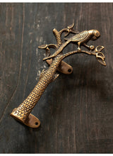 Parrot in a Tree Brass Door Pull Handmade Hardware
