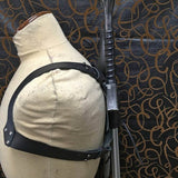 Dual Scabbard Longsword Leather Holder Medieval Vertical Double Back Sword Sheath Katana Ninja Samurai Larp Props Costume