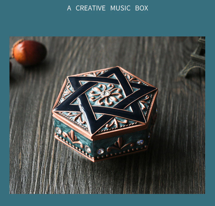 "As Above, So Below" Hexagonal Enamel Music Box