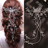 Pearl Crystal Flower Wedding Tassel Hair Combs