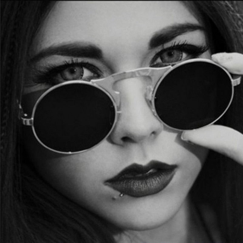 Retro Flip Up Round Sunglasses