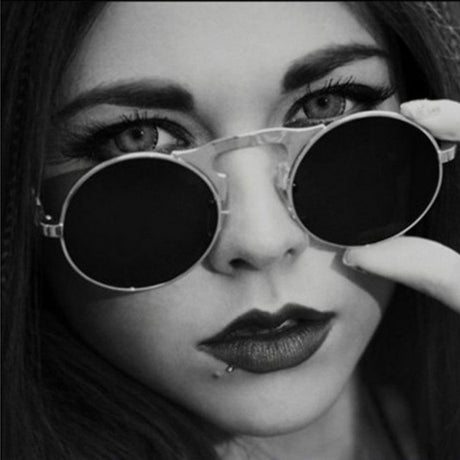 Retro Flip Up Round Sunglasses