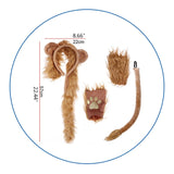 Lion Plush Ears Headband Tail and Paws Set Halloween Costume for Adults and Kids