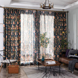Navy Blue Country Garden Curtains