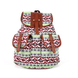 Boho Backpack Canvas Rucksack Faux Leather