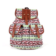Boho Backpack Canvas Rucksack Faux Leather