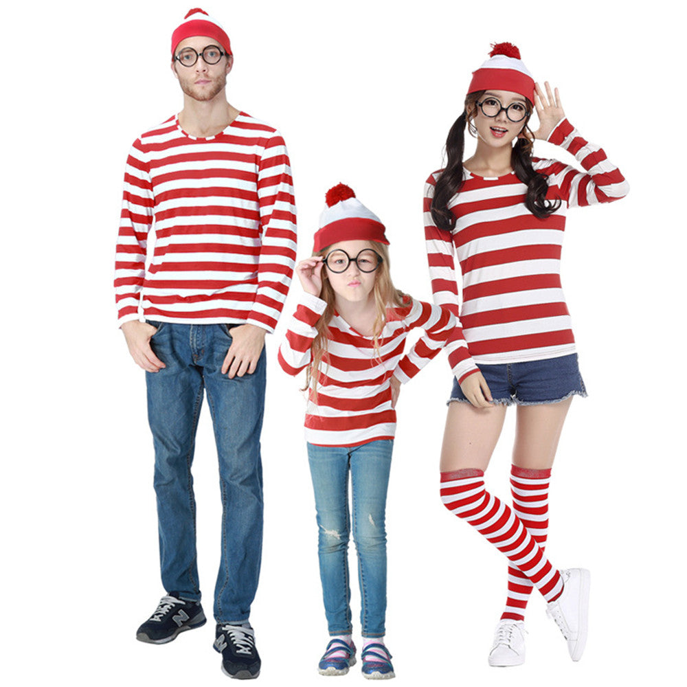 Where's Wally Costume Book Week Outfit Stripe Shirt Hat Glasses
