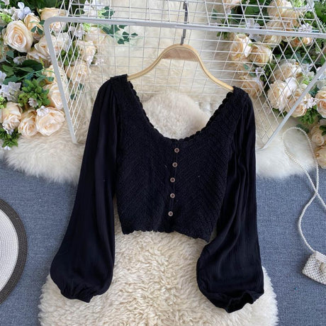 Not Ya Nana's Chiffon Sleeve Crochet Cotton Boho Blouse