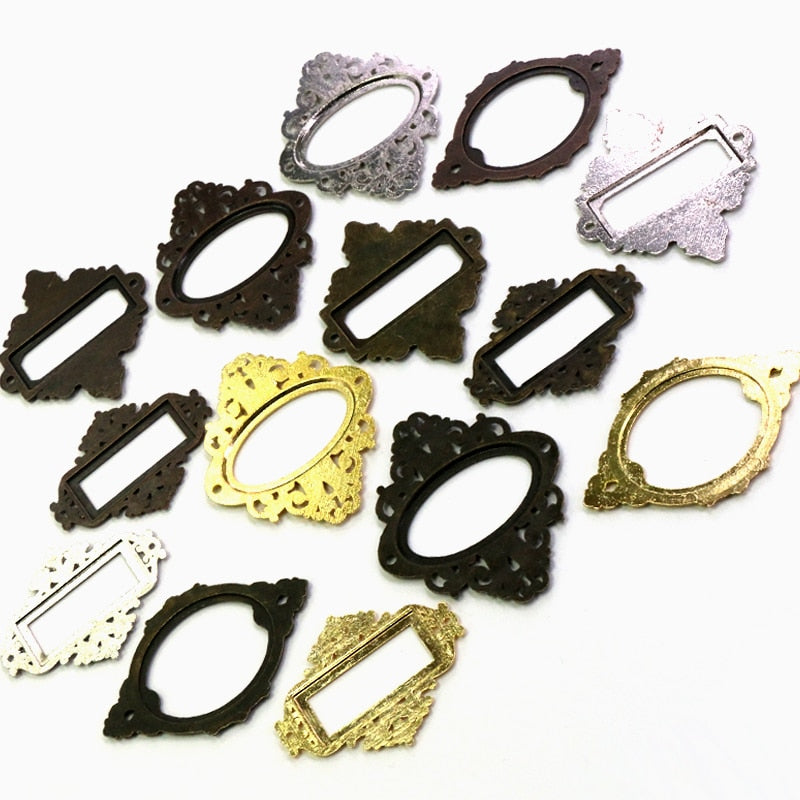 5pcs Antique Medicine Drawer Cabinet Label Frame Card Holders